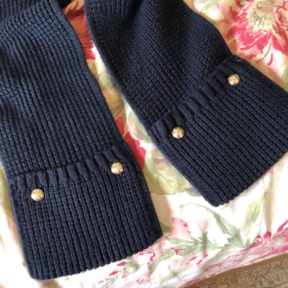 MICHAEL KORS 78”L x 6.5”W Long Woven Scarf Gold Logo Hardware Pockets - Picture 7 of 16